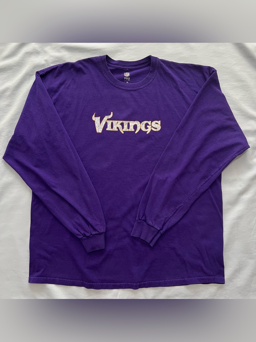 NFL Vikings Purple Long Sleeve Adrian Peterson Tee Shirt - Size XL